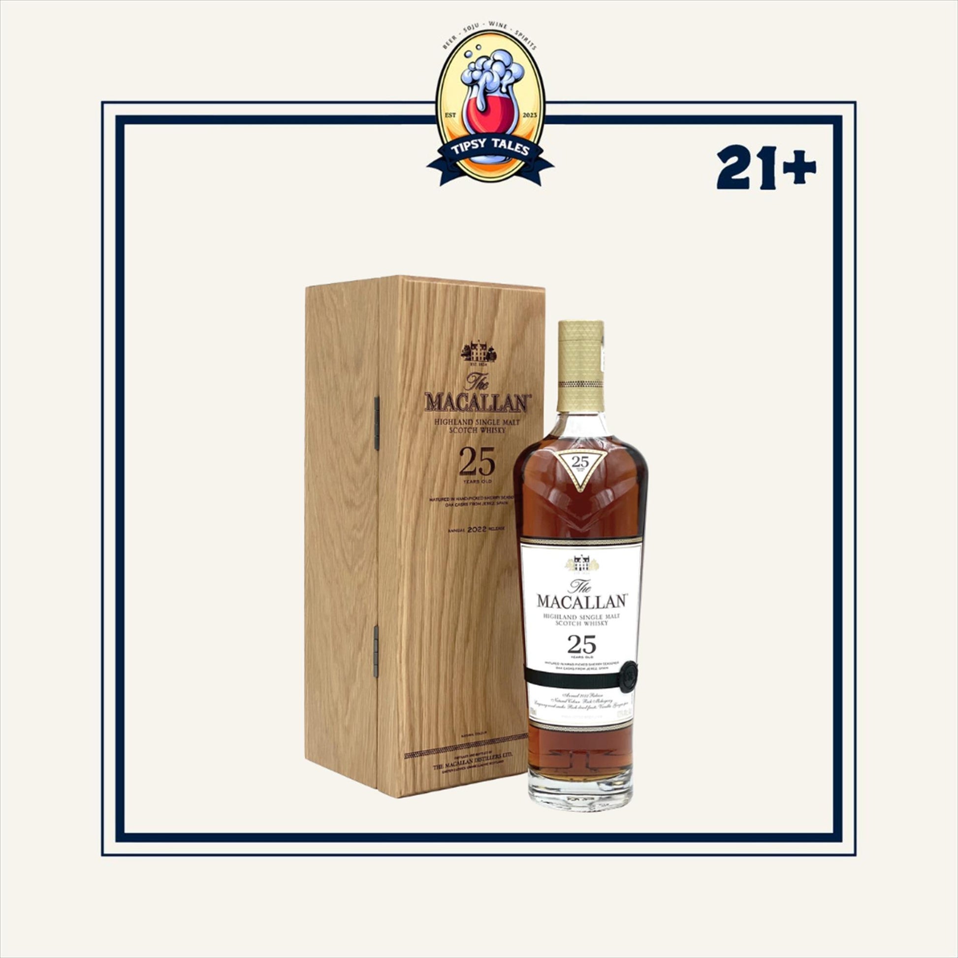 Macallan 25 Year Old Sherry Oak Single Malt Whiskey 750ml 1